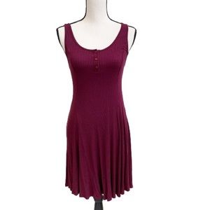 Lush maroon ribbed skater dress size medium